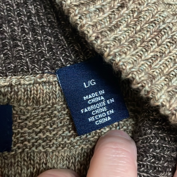 Chaps size L tan color mock neck pullover quarter button sweater - Picture 4 of 7